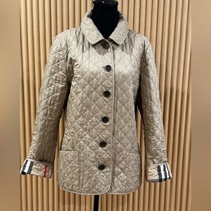 🔥BURBERRY BRIT🔥 BEIGE QUILTED TAN JACKET SIZE X-LARGE